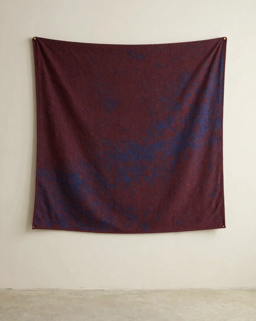 Large-format editorial photograph of a mid-century tapestry hangi